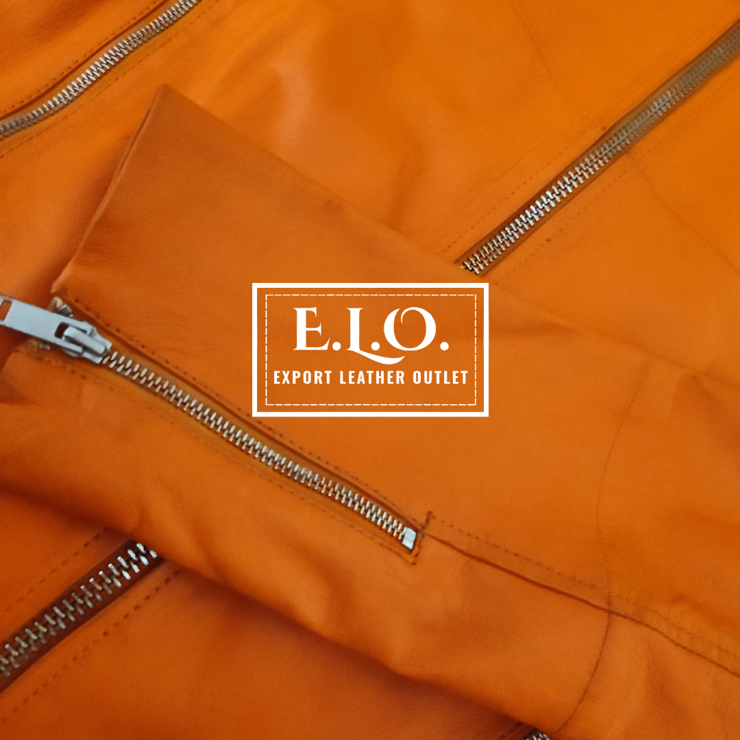 close-up-photo-of-orange-leather-jacket